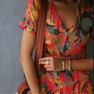 Sezane Vic Dress Midi Milanese Flower Print